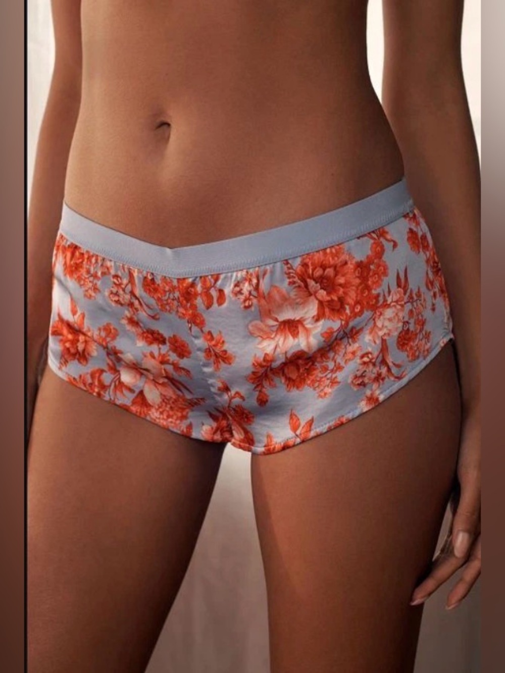 New Anthropology L Micro Sleep Shorts Mini Boxers Cornflower Blue Floral Size L